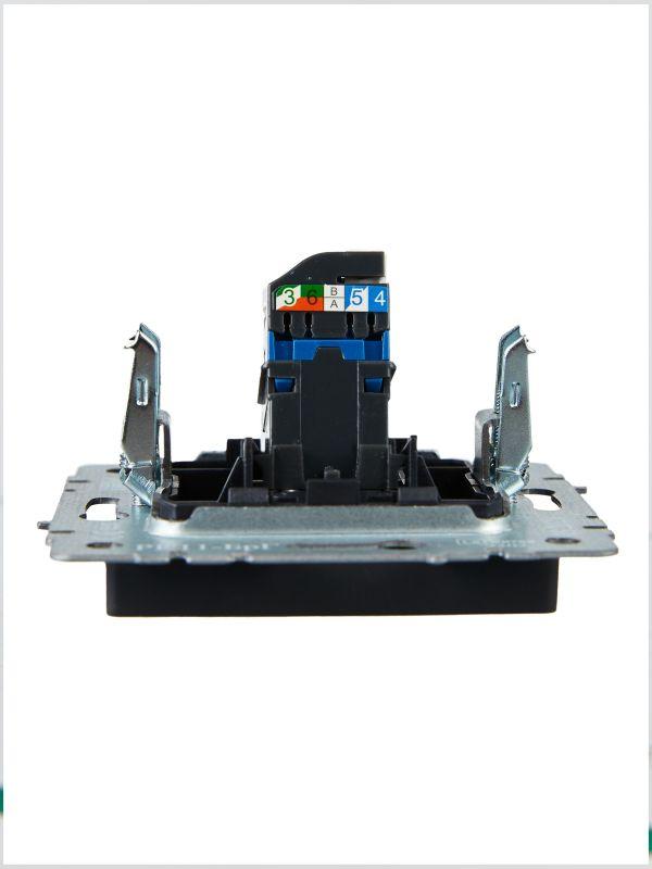  Розетка компьютерная СП RJ45 кат.6 BRITE РК11-БрЧ механизм черн. IEK BR-K10-2-K02 фото в каталоге от BTSprom.by