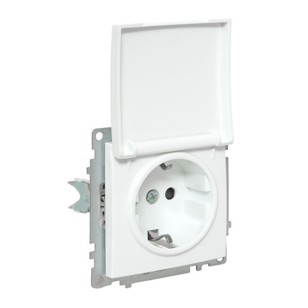  Механизм розетки 1-м Валенсия 16А IP44 с заземл. защ. шторки с крышкой бел. PROxima EKF EWV10-124-90 фото в каталоге от BTSprom.by