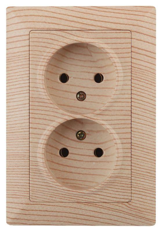 розетка 2-м сп solo 4-204-11 16а ip20 250в 2х2p без заземл. сосна intro б0053673 от BTSprom.by