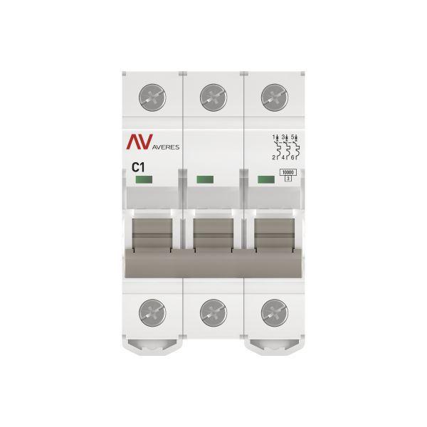  Выключатель автоматический модульный 3п C 1А 10кА AV-10 AVERES EKF mcb10-3-01C-av фото в каталоге от BTSprom.by