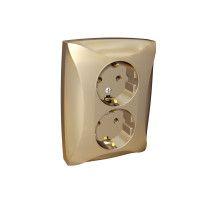  Розетка 2-м СП Дуэт 16А IP20 с заземл. шампань SchE WDE000424 фото в каталоге от BTSprom.by