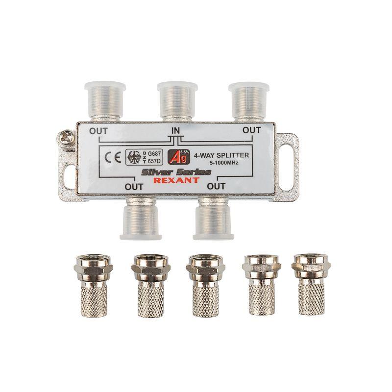  Делитель ТВ "краб" х4+5шт F "BOX" 5-1000 МГц "Silver" Rexant 05-6103 фото в каталоге от BTSprom.by