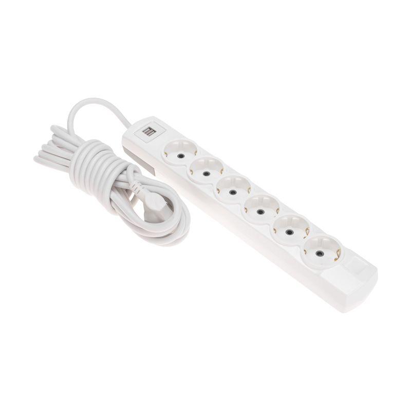 удлинитель premium 6 гнезд 5м 3х1.5кв.мм с/з 2 usb бел. rexant 13-4123 от BTSprom.by