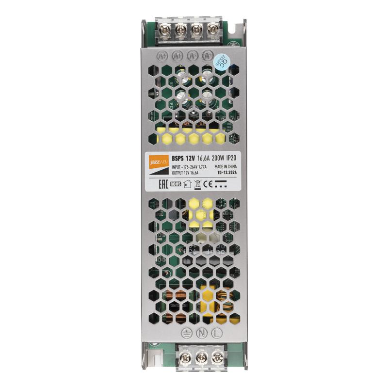 блок питания для светодиодной ленты 200вт 16.5а 12в ip20 bsps метал. jazzway 2859433a от BTSprom.by