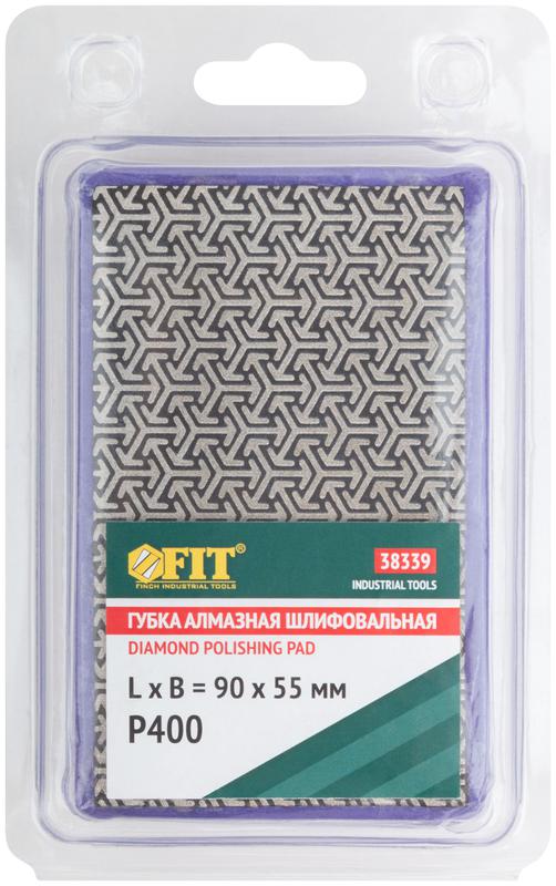  Губка алмазная для сухого шлифования 90х55мм Р400 FIT 38339 фото в каталоге от BTSprom.by