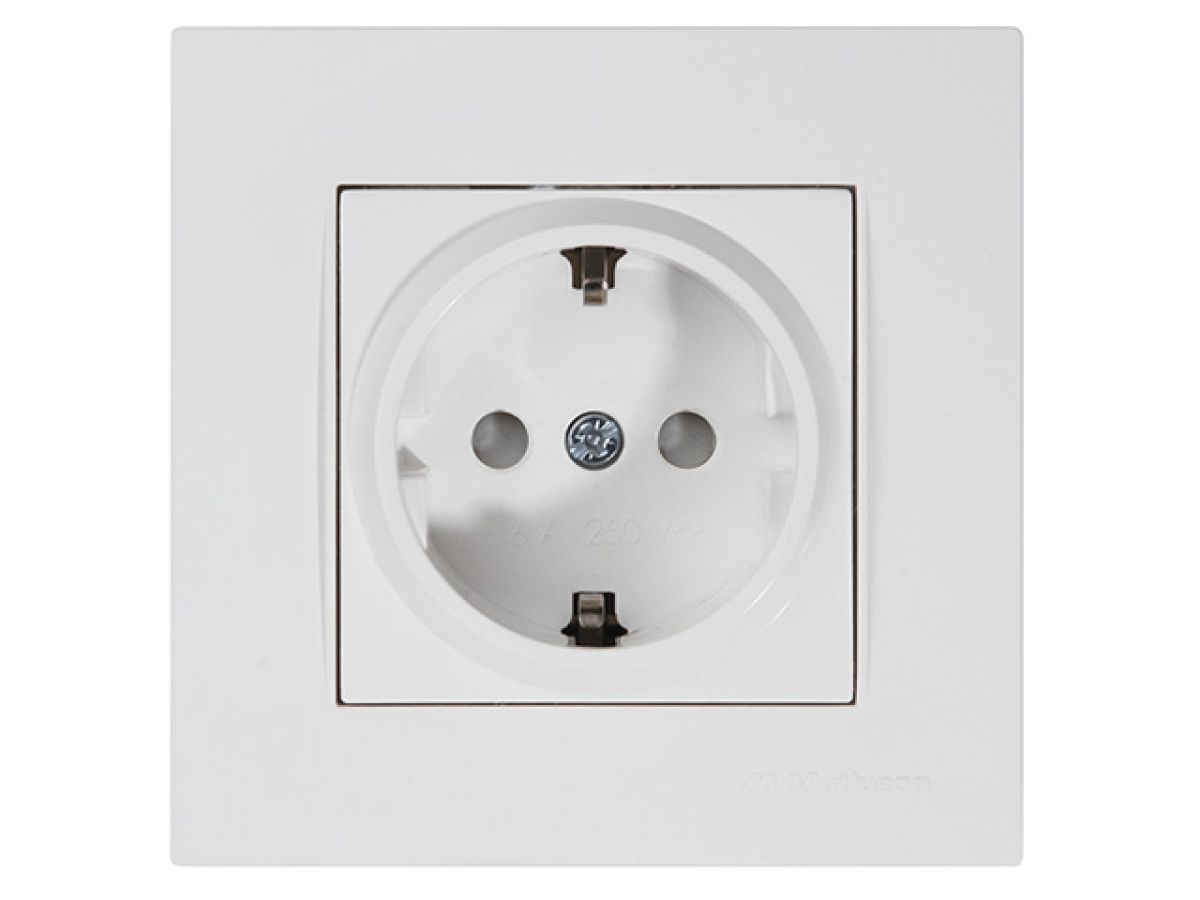 розетка 1-ая (скрытая, с/з, с/штор) белая, rita, mutlusan (16 a, 250 v, ip 20) 2220 605 0201 от BTSprom.by
