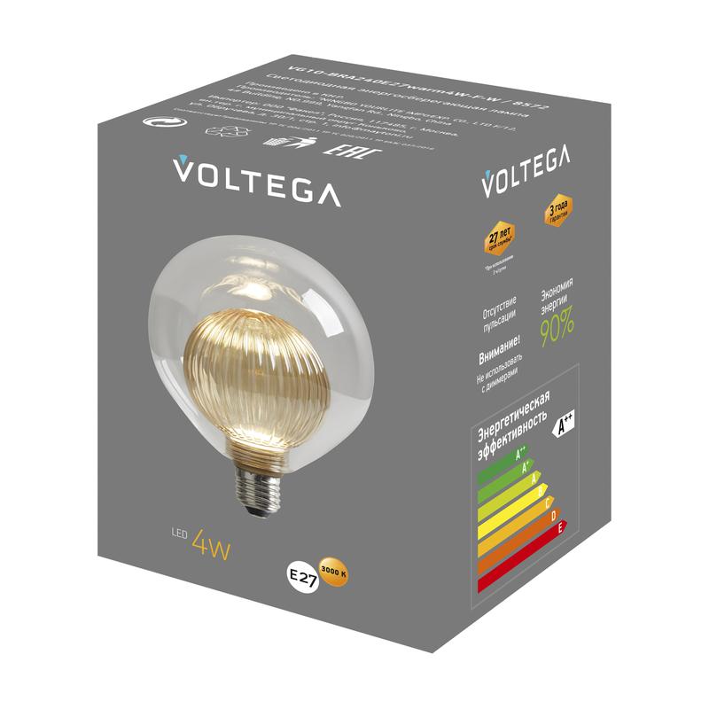 Лампа светодиодная филаментная Loft 271 G125G8027 4Вт 3000К E27 Voltega 8572 фото в каталоге от BTSprom.by