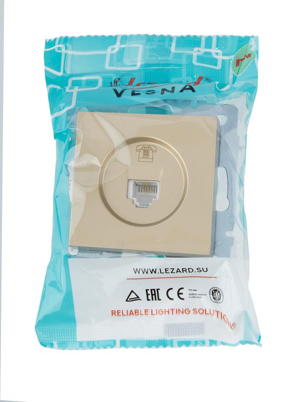  Розетка телефонная VESNA евро зол. LEZARD 742-3688-137 фото в каталоге от BTSprom.by