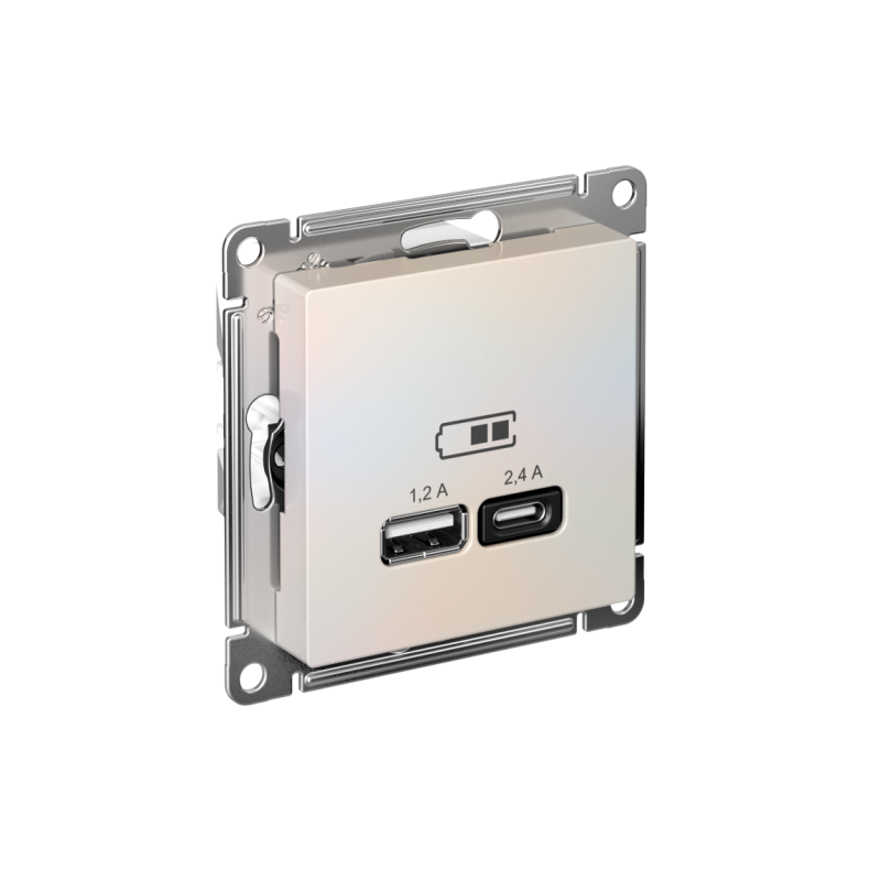 розетка usb atlasdesign тип a+c 5в/2.4а 2х5в/1.2а механизм жемчуж. se atn000439 от BTSprom.by