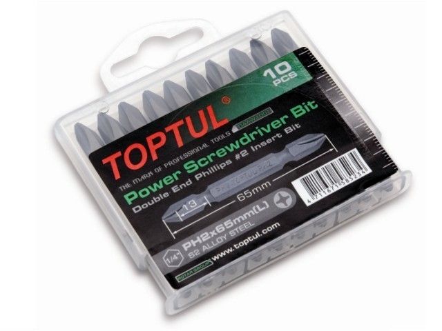 набор бит двухсторонних ph2х65 10шт. в пластм.боксе  toptul gaaw1001 от BTSprom.by