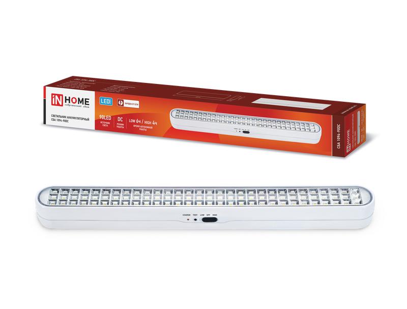 светильник светодиодный сба 1094-90dc 90led 2.0а.ч lithium battery dc аварийный in home 4690612029467 от BTSprom.by