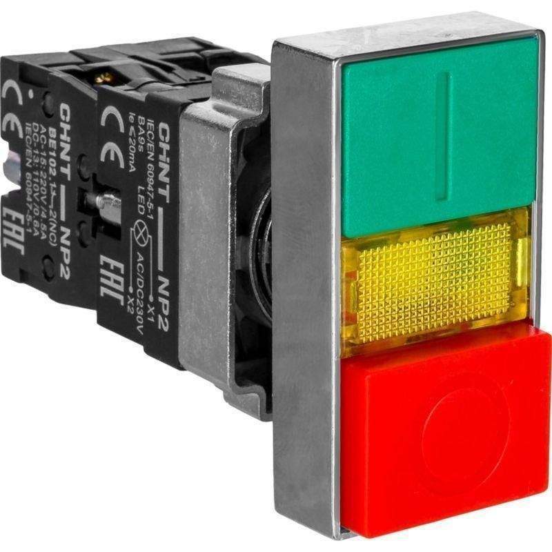 кнопка двойная np2-bw8465 1но+1нз ac 230в(led) ip40 chint 573829 от BTSprom.by