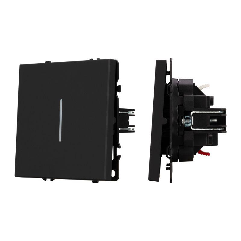 выключатель проходной 1-кл. led swt-nobe-mkp1-sfpl-l-bk 10а 230в механизм arlight 054261 от BTSprom.by