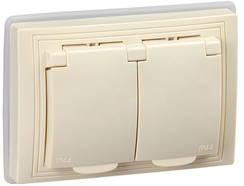 розетка 2-м сп кварта рсбш12-3-ккм-44 16а ip44 с заземл. защ. шторки с крышкой generica kv-r26-16-44-k33 от BTSprom.by