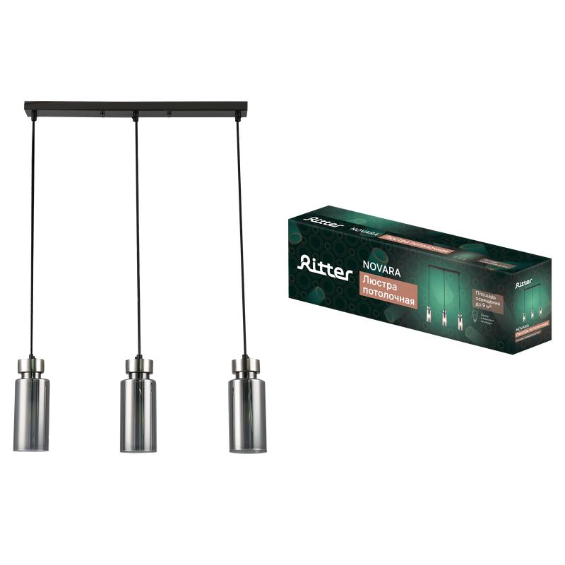 люстра потолочная novara 500х80х900мм 3хe14 металл хром ritter 52557 8 от BTSprom.by