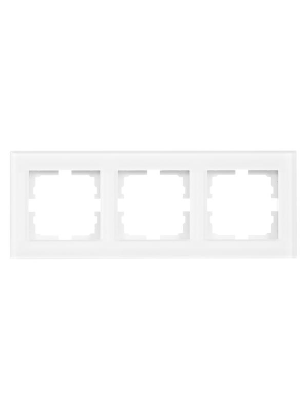  Рамка 3-местн. гориз. VESNA стекло бел. LEZARD 742-5480-148 фото в каталоге от BTSprom.by