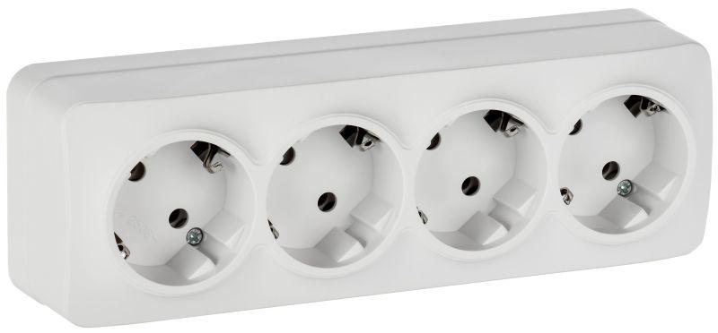 розетка 4-м оп glory рс24-3-хбм 16а с заземл. без защ. шторок бел. матов. iek erh41-k01m-16 от BTSprom.by
