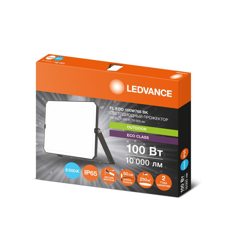  Прожектор светодиодный СДО FL ECO 100W 765 G4 уличный матов. стекло алюм. черн. LEDVANCE 4099854400179 фото в каталоге от BTSprom.by