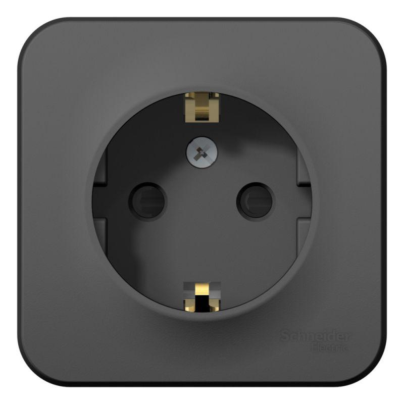 розетка 1-м оп blanca 16а ip20 250в с заземл. защ. шторки с изолир. пластиной антрацит se blnra011116 от BTSprom.by