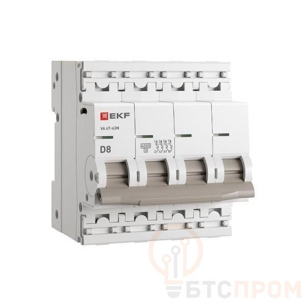 Выключатель автоматический 4п D 8А 4.5кА ВА 47-63N PROxima EKF M634408D фото в каталоге от BTSprom.by  Выключатель автоматический 4п D 8А 4.5кА ВА 47-63N PROxima EKF M634408D фото в каталоге от BTSprom.by