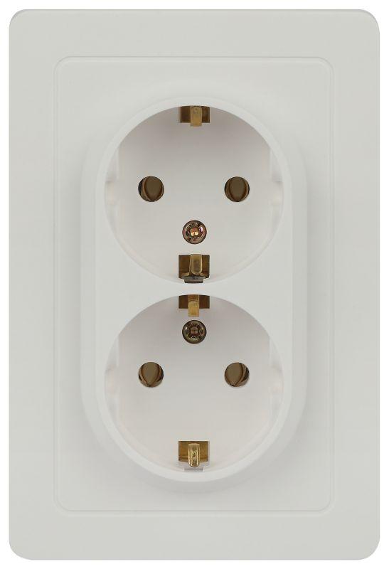 розетка 2-м сп style 7-205-01 16а 250в ip20 2х2p+e schuko с заземл. бел. intro б0060621 от BTSprom.by