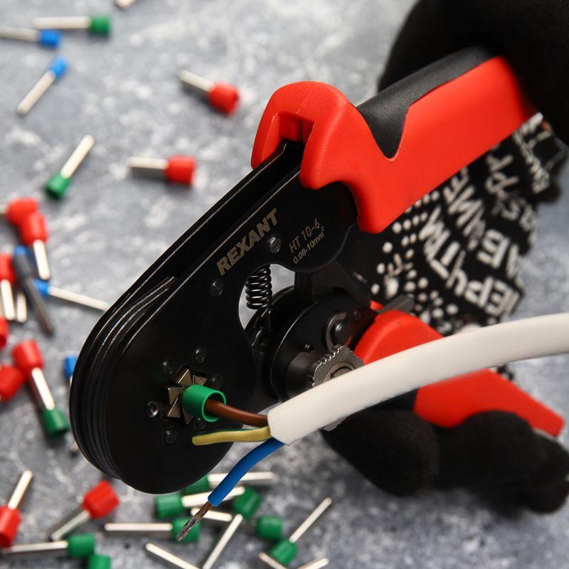  Кримпер HT 10-6 для обжима штыревых наконечников 0.08-10.0кв.мм с регулятором прижим. усилия Rexant 12-3210-1 фото в каталоге от BTSprom.by