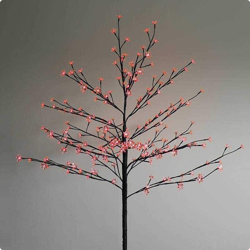 дерево комнатное "сакура", коричневый цвет ствола и веток, высота 1.2 метра, 80 светодиодов красного цвета, трансформатор ip44neon-night от BTSprom.by