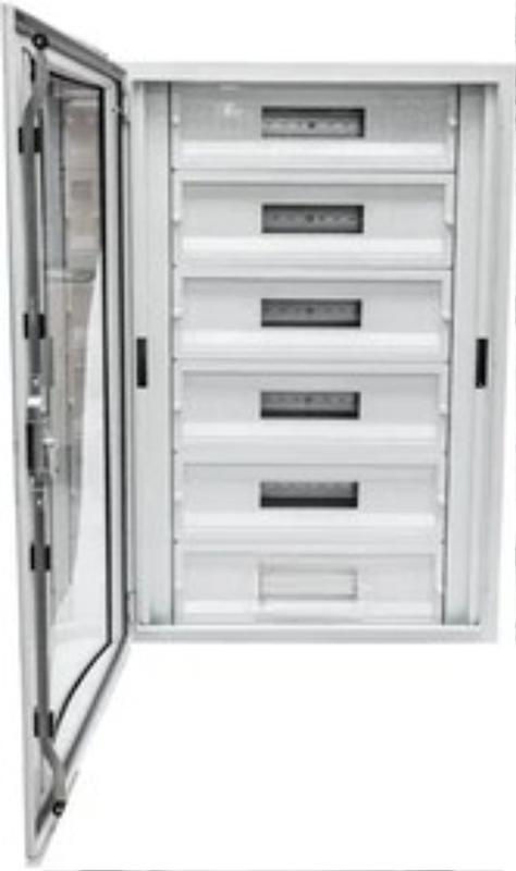 корпус щита распределительного 600х750х100мм din-рейки 96m(5х24) навесной прозр. дверца из гнутого стекла метал. сер. cetinkaya pano cpd6007510saps от BTSprom.by