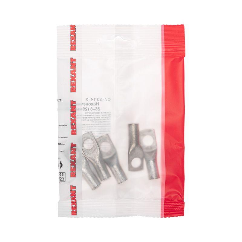  Наконечник медный луженый ТМЛ-Р 25кв.мм 25-8 d8мм (уп.5шт) Rexant 07-5314-2 фото в каталоге от BTSprom.by