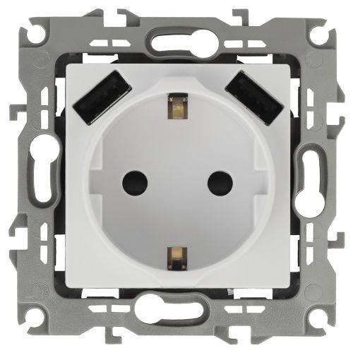 розетка 16а 250в 2p+e с 2хusb 5в-3а защ. шторки эра12 бел. 12-4109-01 эра б0047840 от BTSprom.by