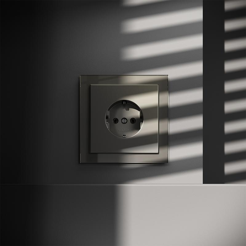  Розетка 1-м СП S70 16А с заземл. механизм шелк Voltum VLS040104 фото в каталоге от BTSprom.by