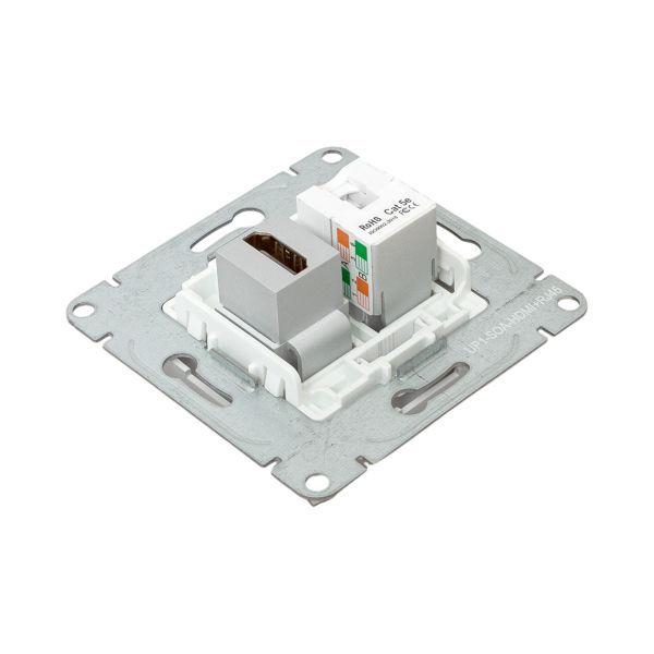  Розетка СП Эпика HDMI + RJ45 кат.5 механизм алюм. EKF UP1-SOA-HDMI+RJ45 фото в каталоге от BTSprom.by
