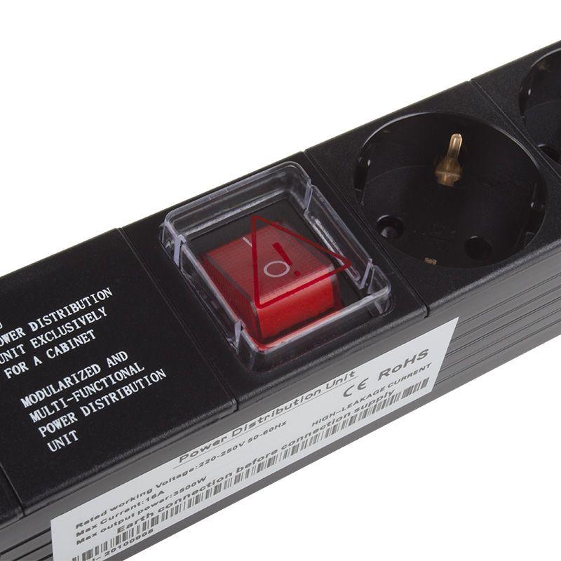  Блок розеток 8-м 16А 19дюйм 1U пластик. без шнура питания SDS 04-0307 фото в каталоге от BTSprom.by