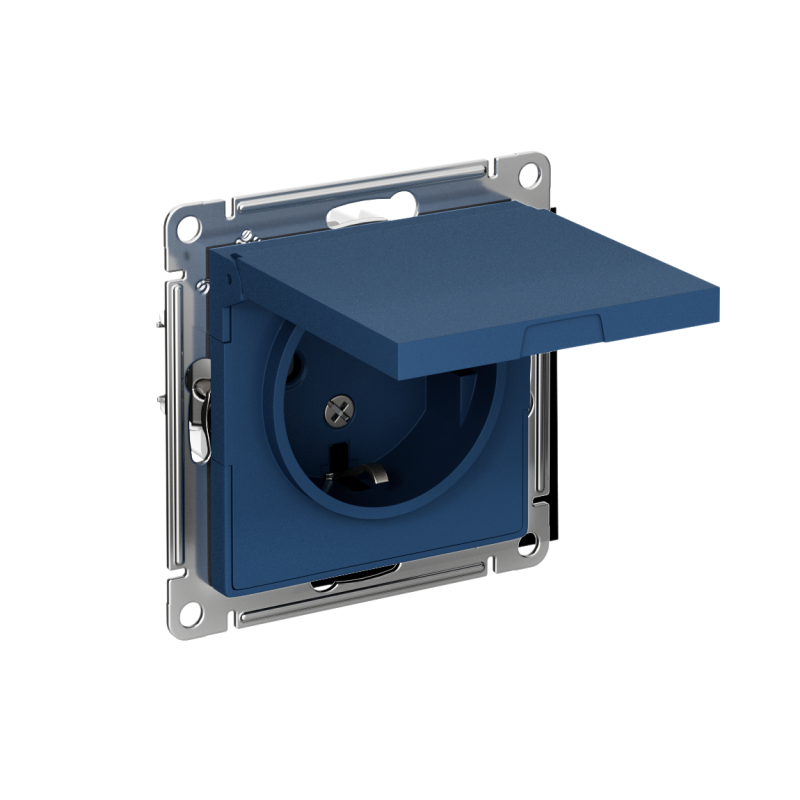 розетка atlasdesign 16а ip20 с заземл. защ. шторки с крышкой механизм аквамарин se atn001146 от BTSprom.by