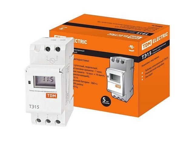 таймер электронный тэ15-1мин/7дн-16on/off-16а-din tdm sq1503-0005 от BTSprom.by