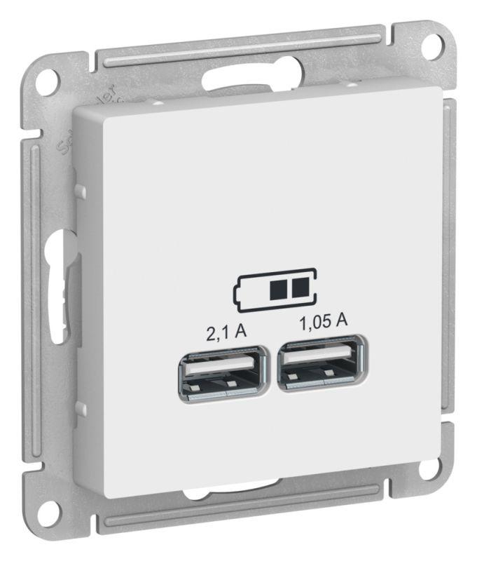 розетка usb atlasdesign тип a+a 5в/2.1а 2х5в/1.05а механизм лотос se atn001333 от BTSprom.by