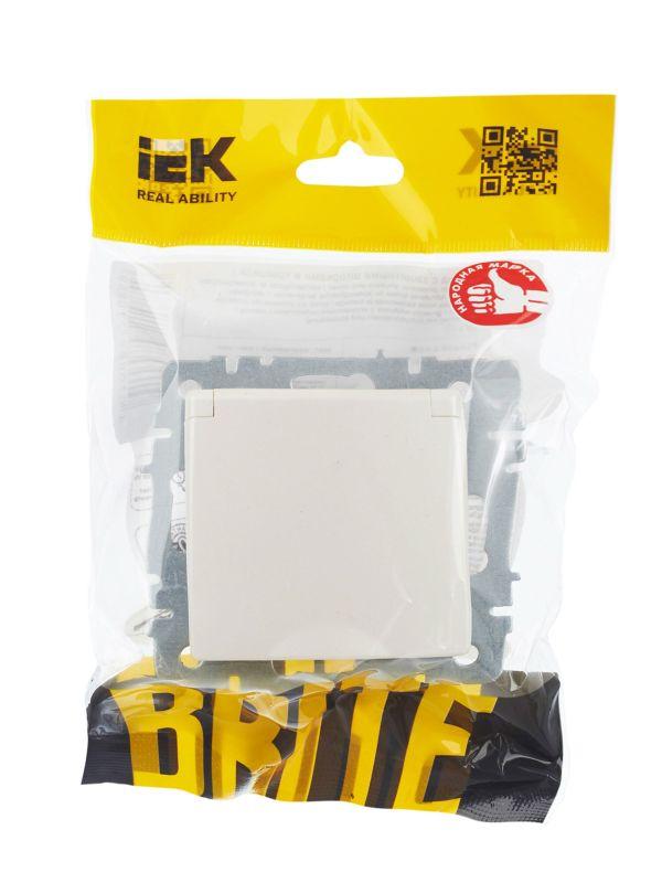  Розетка BRITE РСбш10-3-БрЖ 16А IP20 с заземл. защ. шторки с крышкой механизм жемчуж. IEK BR-R16-16-K36 фото в каталоге от BTSprom.by