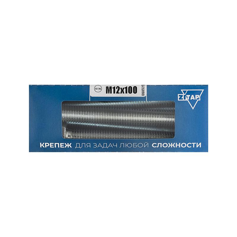 болт с шестигранной головкой м12х100 din 933 класс прочн. 8.8 оцинк. (коробка) (уп.8шт) tech-krep/zitar 126525 от BTSprom.by