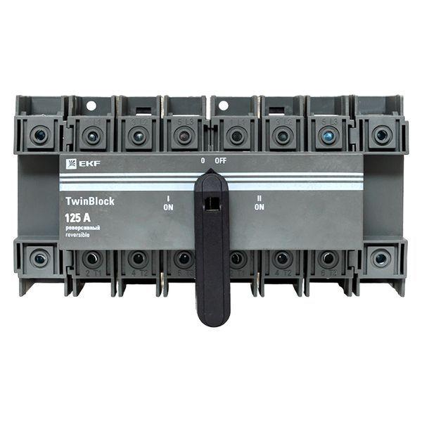 Рубильник 4п 125А реверсивный с рукояткой для прямой установки TwinBlock EKF tb-s-125-4p-rev фото в каталоге от BTSprom.by