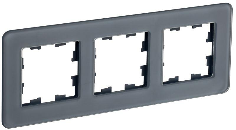 рамка 3-м brite ру-3-2-бр стекло графит re iek br-m32-g-41-k53 от BTSprom.by