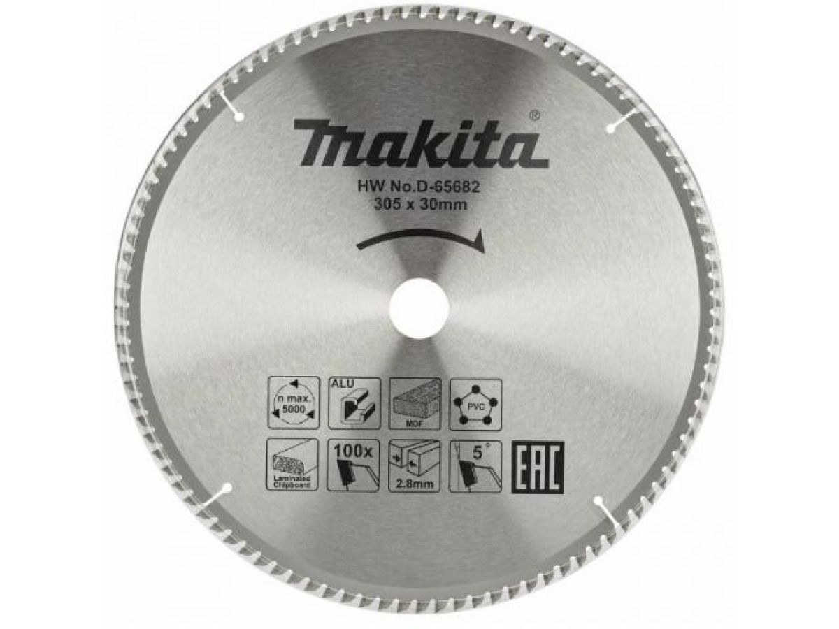 диск пильный 305х30 мм 100 зуб. по алюминию makita (твердоспл. зуб) d-65682 от BTSprom.by