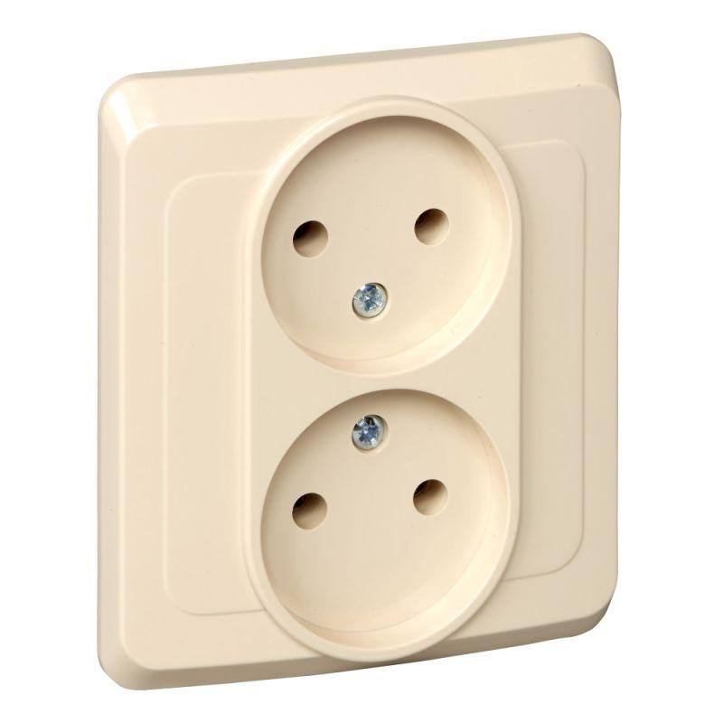 розетка 2-м сп этюд 16а ip20 250в без заземл. без защ. шторок крем. se pc16-005k от BTSprom.by