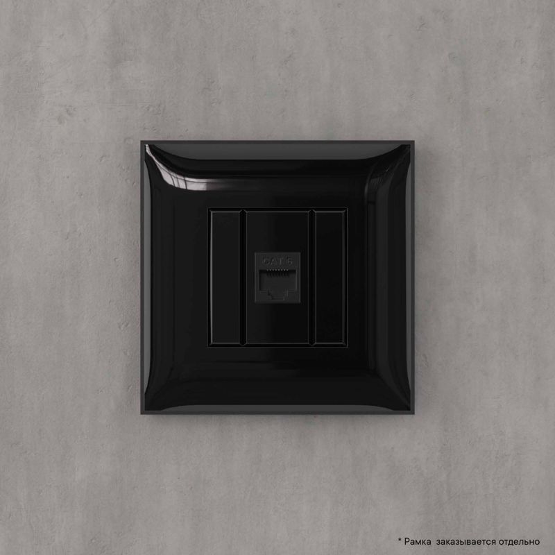  Розетка компьютерная 1-м СП Avanti "Черный квадрат" RJ45 кат.6 без шторок механизм DKC 4402693 фото в каталоге от BTSprom.by