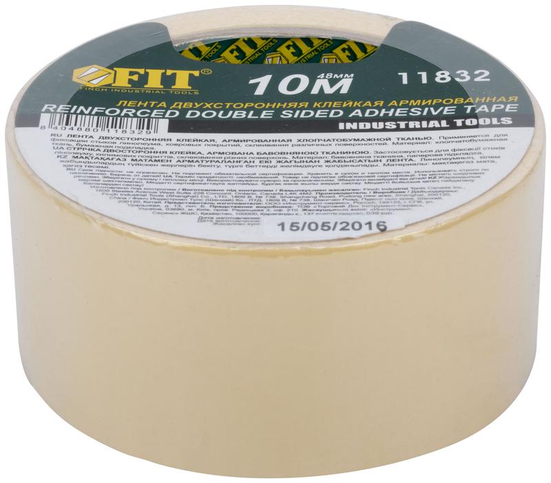  Лента клейкая двусторонняя на тканевой основе 48ммх10м FIT 11832 фото в каталоге от BTSprom.by