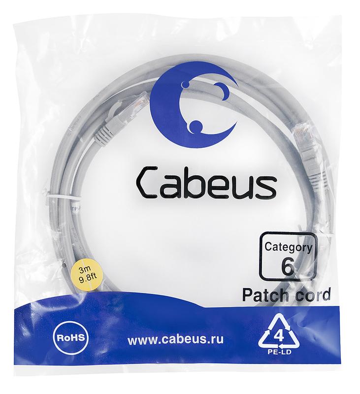 патч-корд u/utp кат.6 pc-utp-rj45-cat.6-3m 2xrj45/8p8c неэкранир. pvc 3м сер. cabeus 7269c от BTSprom.by