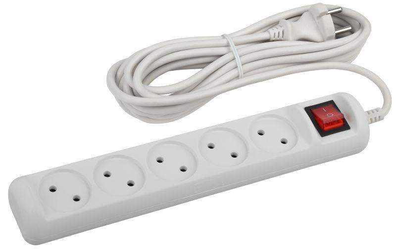 удлинитель 5х5м без заземл. 10а ip20 u-5s-5m-2х1 пвс 2х1 с выкл. эра б0044057 от BTSprom.by