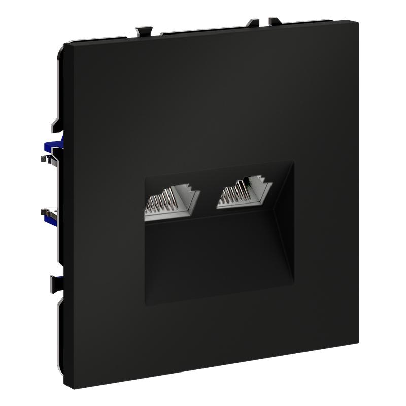  Розетка компьютерная 2-м СП S70 RJ45 + RJ45 кат.6 механизм черн. матов. Voltum VLS060208 фото в каталоге от BTSprom.by