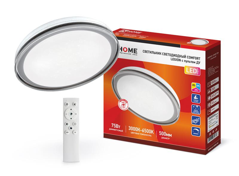 светильник светодиодный comfort legion 75вт 3000-6500к 6000лм 230в 490х85мм с пультом ду in home 4690612035734 от BTSprom.by