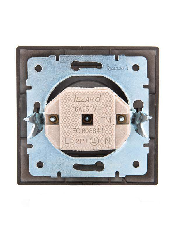  Розетка 1-м СП Mira 16А IP20 без заземл. со вставкой керамика черн. бархат LEZARD 701-4242-121 фото в каталоге от BTSprom.by