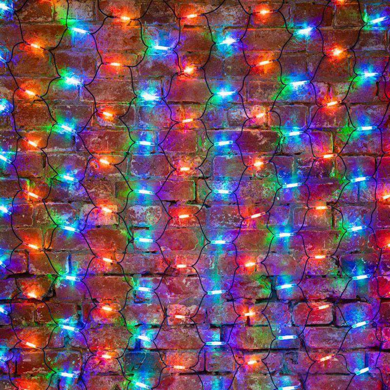 гирлянда светодиодная "сеть" 2х1.5м 288led мультиколор 43вт ip67 провод каучук черн. neon-night 217-119 от BTSprom.by